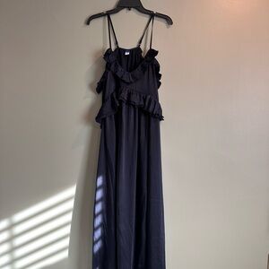 Old Navy Navy Blue Ruffled Spaghetti Strap Dress